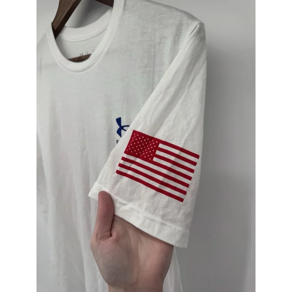 Under Armour Freedom T-Shirt M Americana White American Flag patriotic NWT
